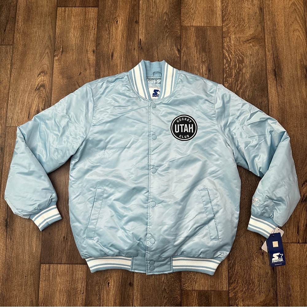 NHL Starter Utah Hockey Club Bomber Jacket Men’s Size L Light Blue